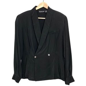 Anne Klein Double-Breasted Black Blouse
